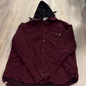 Men's Burgundy Hooded Jacket